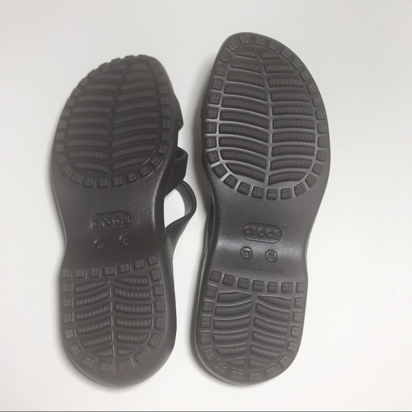 CROCS WOMEN MELEEN TWIST SANDALS SLIDES BROWN 6 - Picture 6 of 8